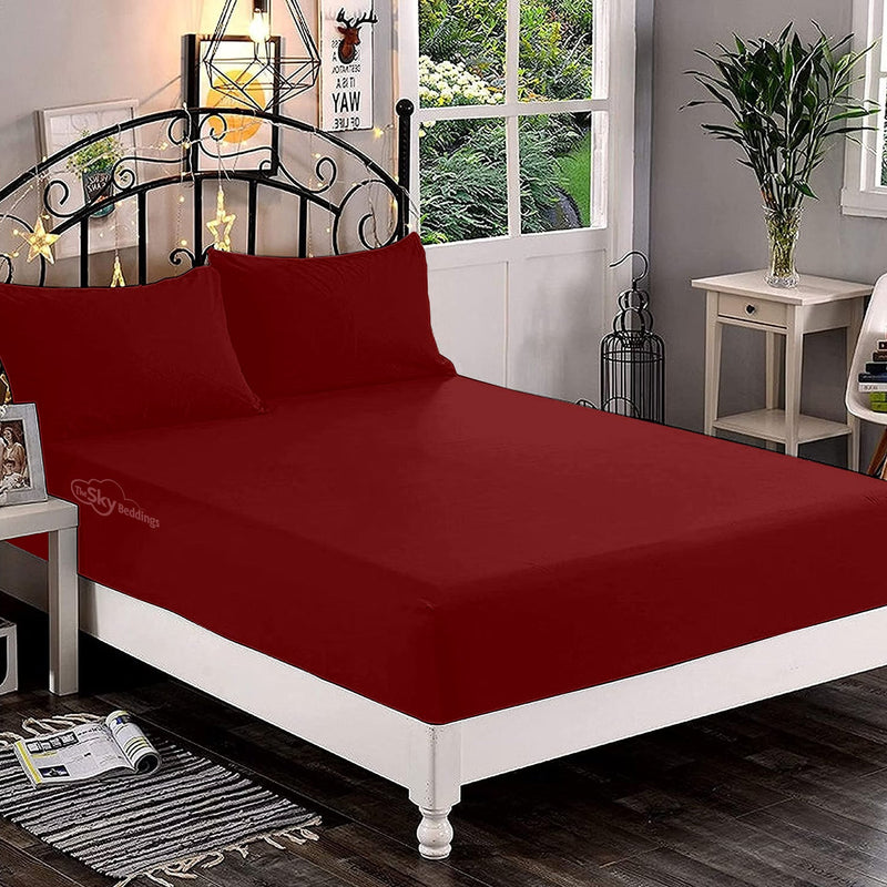 Burgundy Fitted Bed Sheet