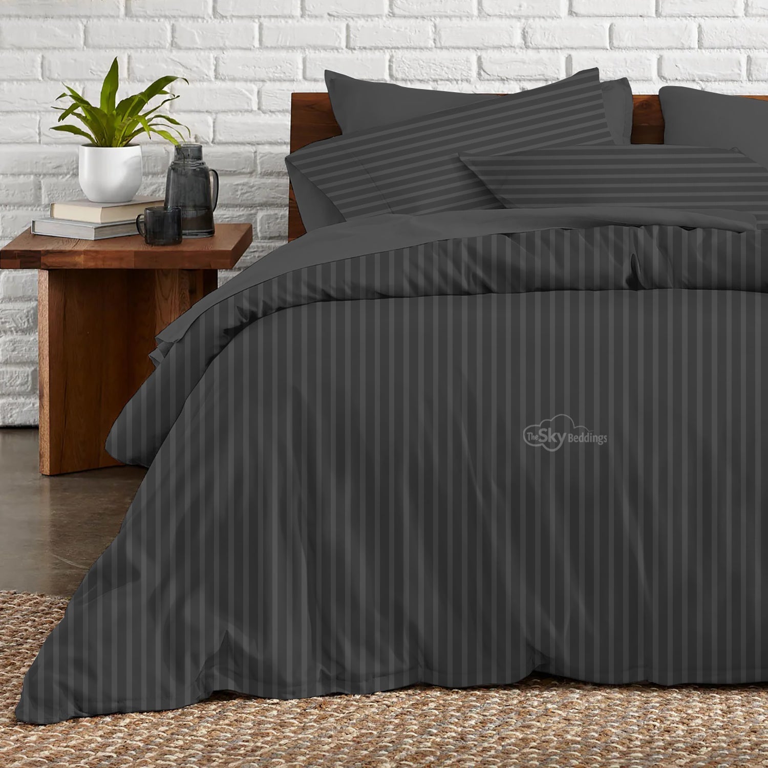 Dark Grey Stripe Duvet Cover