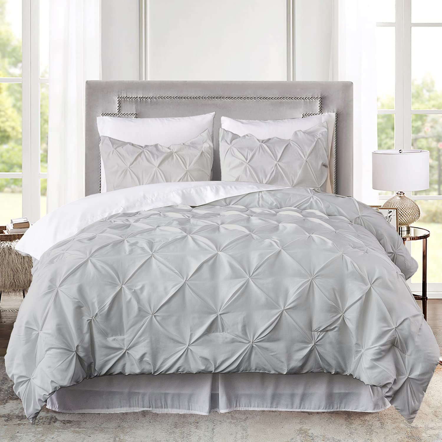 Light Grey Pinch Duvet Cover