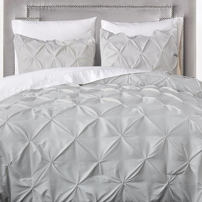 Light Grey Pinch Duvet Cover Set