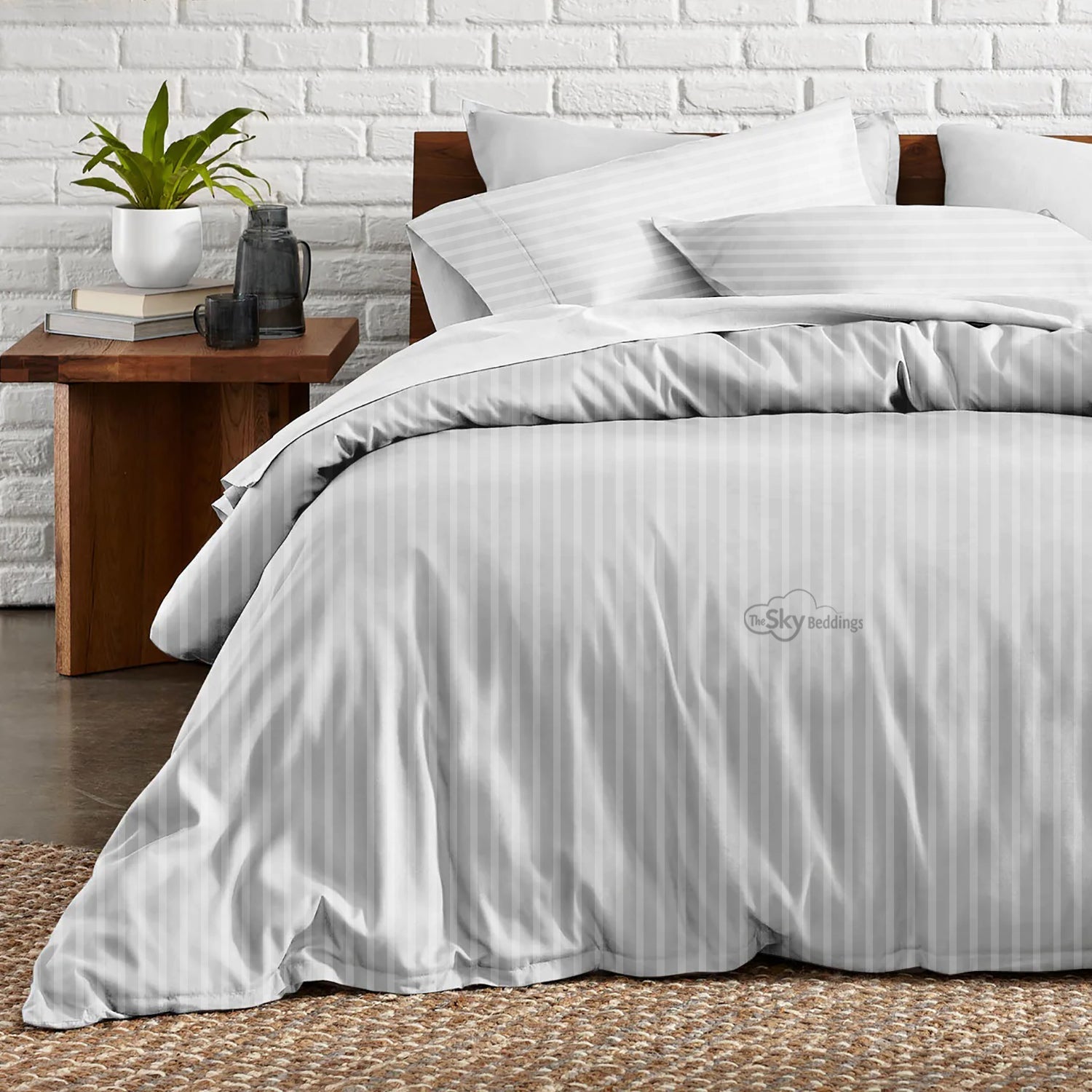 Light Grey Stripe Duvet Cover