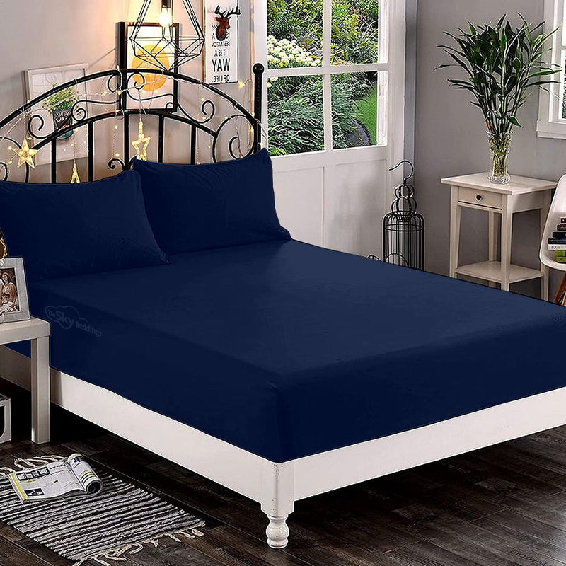 Navy Blue Fitted Bed Sheet